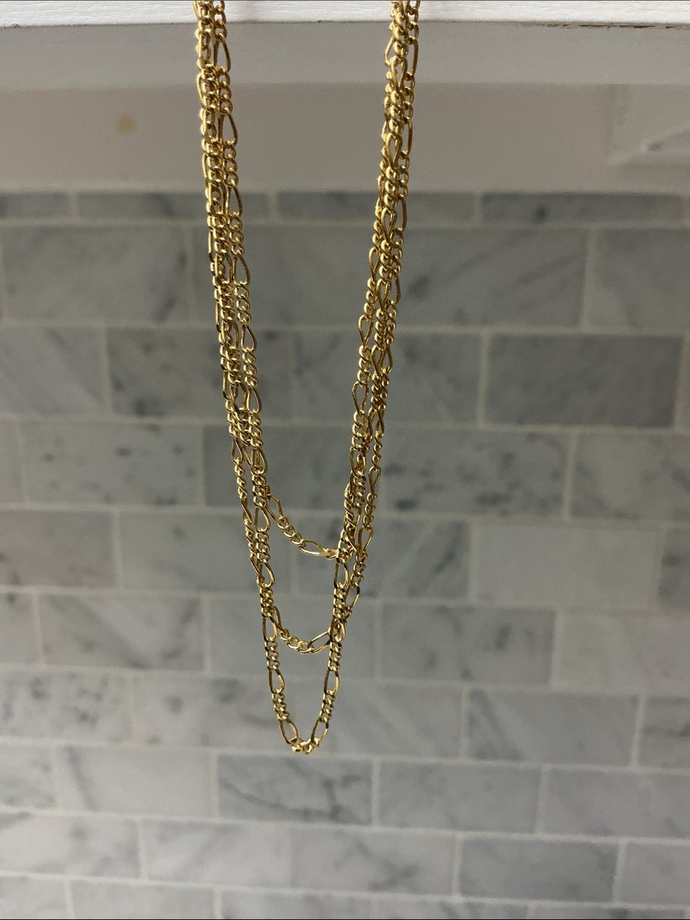 Triple Chain Necklace-Figaro Chain